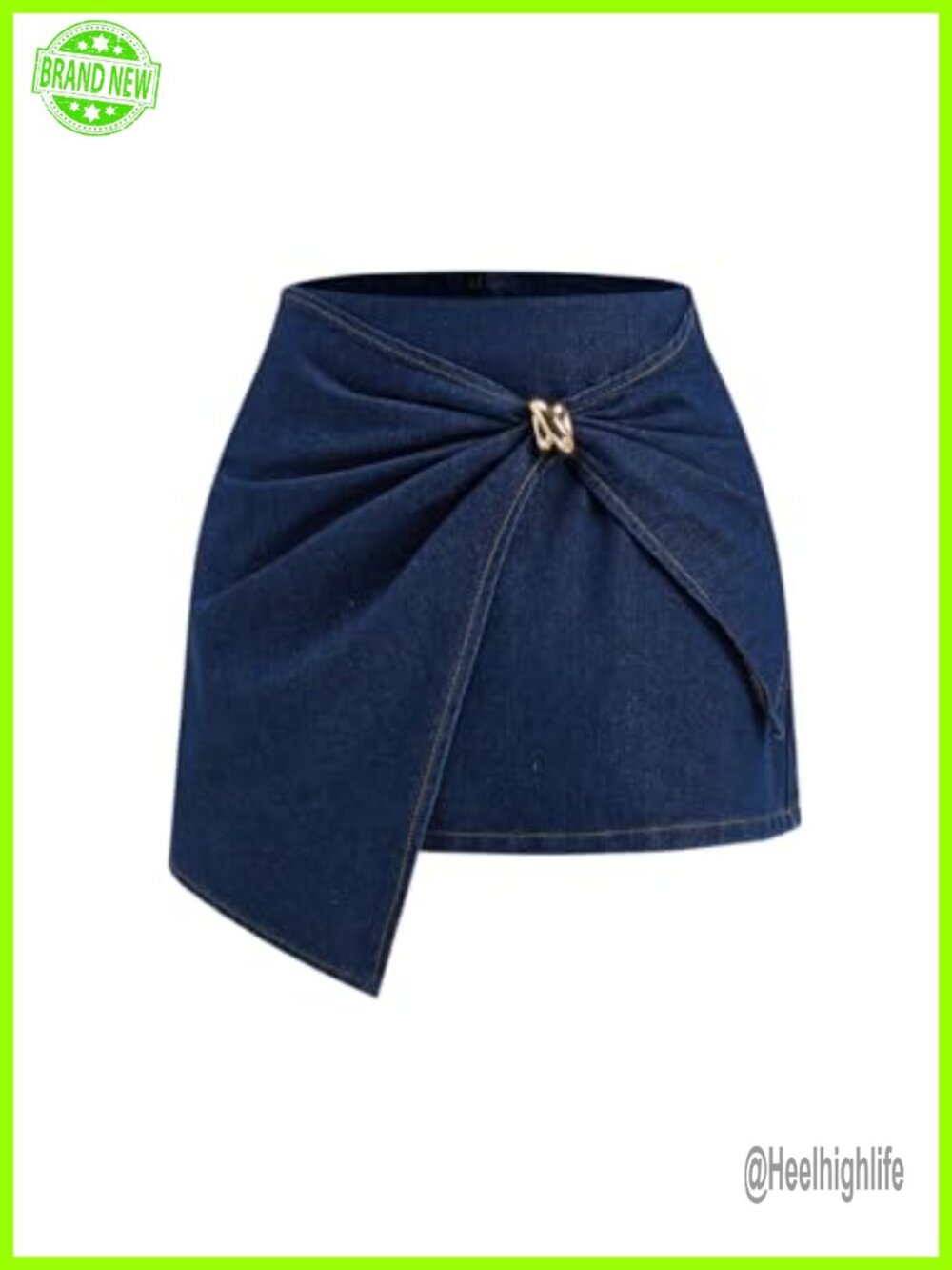 Milumia Asymmetrical Mini Jean Skirt Ruched Bodycon Wrap Skirt Denim